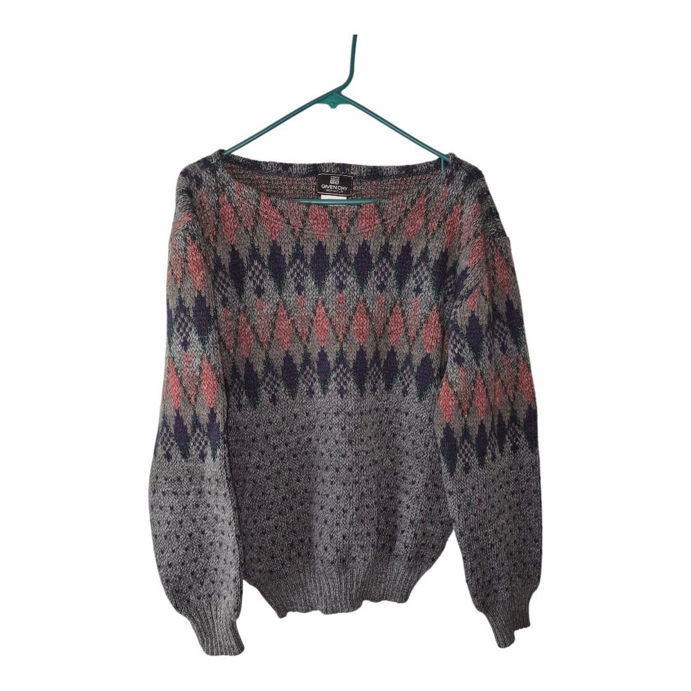 Vintage Givenchy Monsieur Sweater Men's M Wool Blend Argyle Knit Made in‎ Italy
